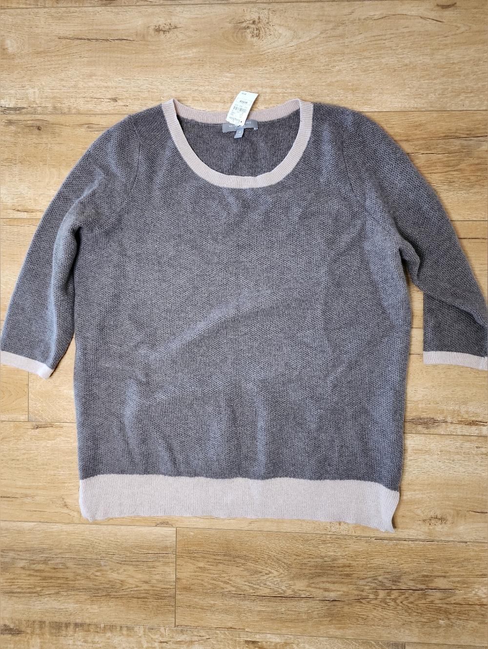 RARE NWT $295 Neiman Marcus Women's M Cashmere Waffle Knit Mauve Pink Sweater